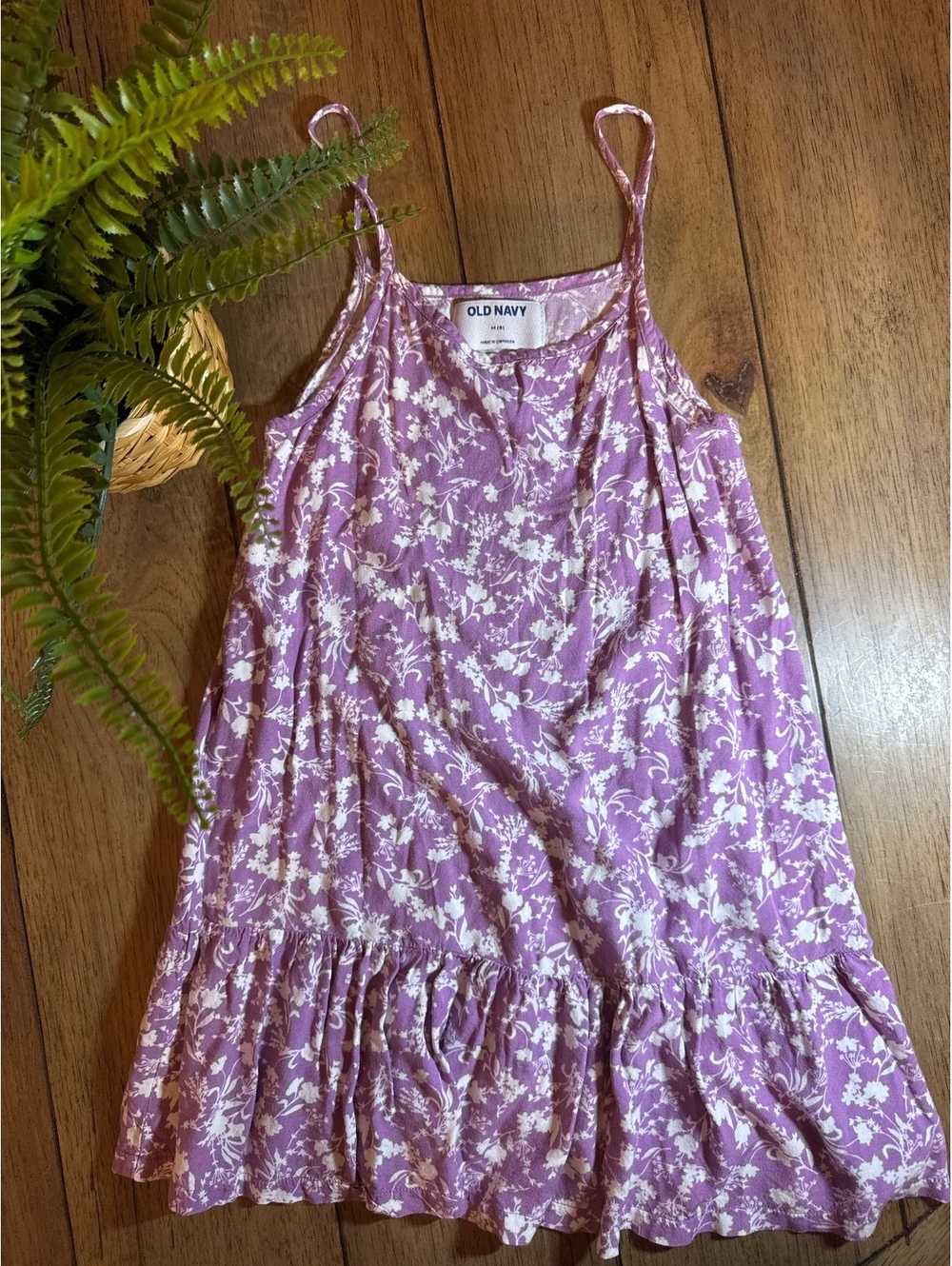 Old Navy Girls Floral Sleeveless Dress Purple White Medium (8) 8T